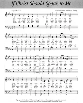 Music, If Christ Should Speak to Me