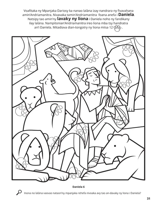 Daniel and the Lions’ Den coloring page