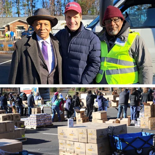 image of three men and image of people and boxes