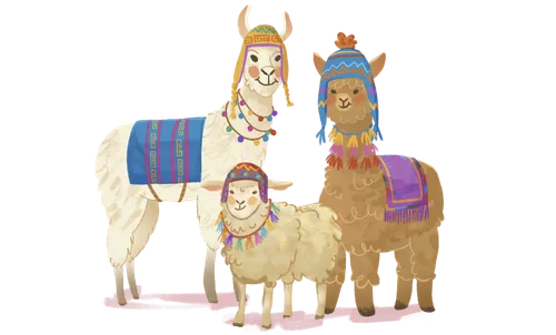 Llamas wearing hats