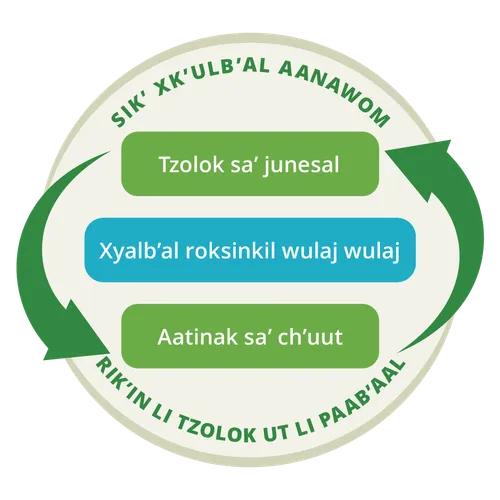 jun jalam-uuch li naxk’ut naq li tzolok sa’ junesal ut li aatinak sa’ ch’uut a’an jun sirso