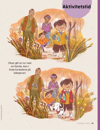 find the difference activity of boy and his family hiking