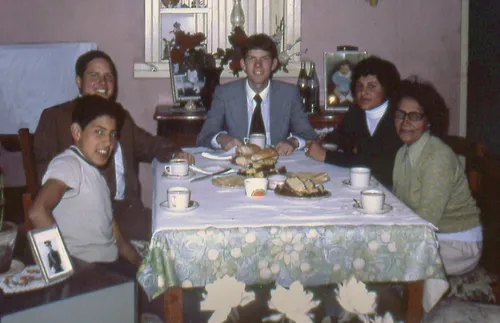 Missionaries teaching at dinner