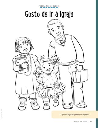 coloring page of children walking to church