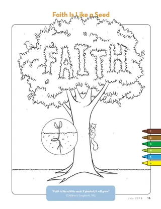 color by number seed and tree