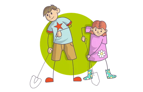children pretending to dig with shovels