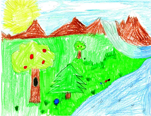 Creation picture, mountains, plants