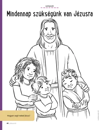 coloring page of Jesus with children