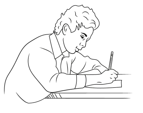 illustration of boy writing on paper