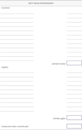 Tomt skjema: Mitt resultatregnskap
