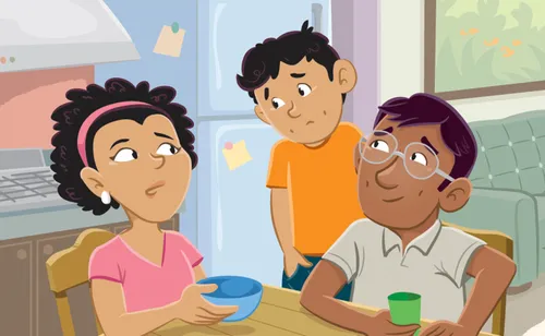 Paolo talking to his parents