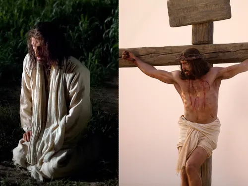 Christ in Gethsemane and on cross