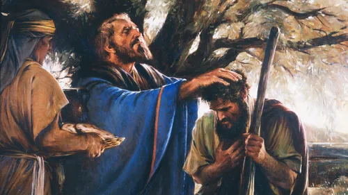 Abraham being ordained by Melchizedek