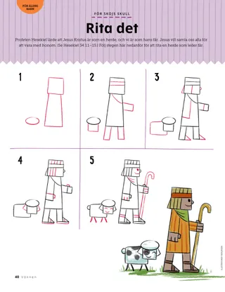 drawing activity of a sheep and shepherd