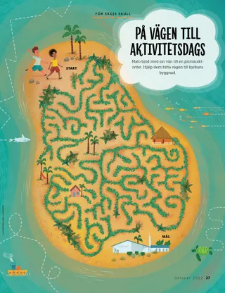 Tropical island maze leading to church building