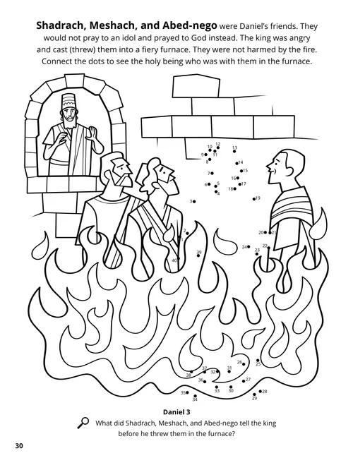 Shadrach, Meshach, and Abed-nego coloring page