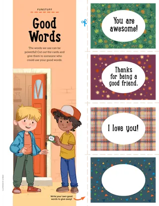 Activity page with kind message cards