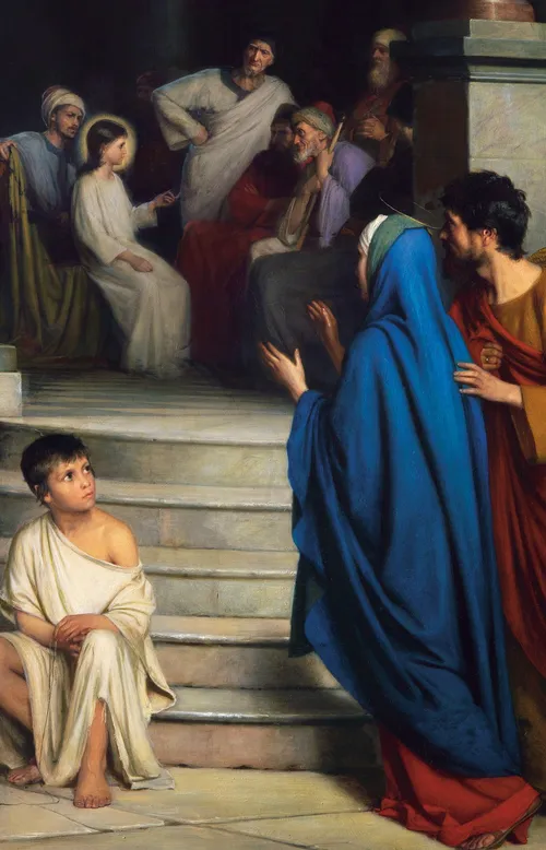 The Twelve-Year-Old Jesus in the Temple, [Yesu w’Imyaka Cumi n’Ibiri mu Ngoro, yakozwe Carl Heinrich Bloch]