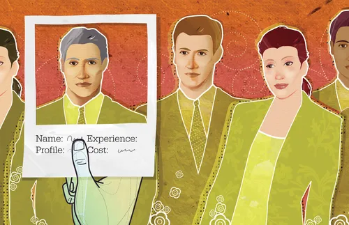 people lined up, with frame around one man