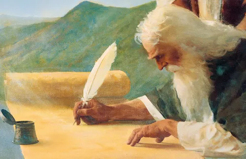 the prophet Isaiah writing on a scroll