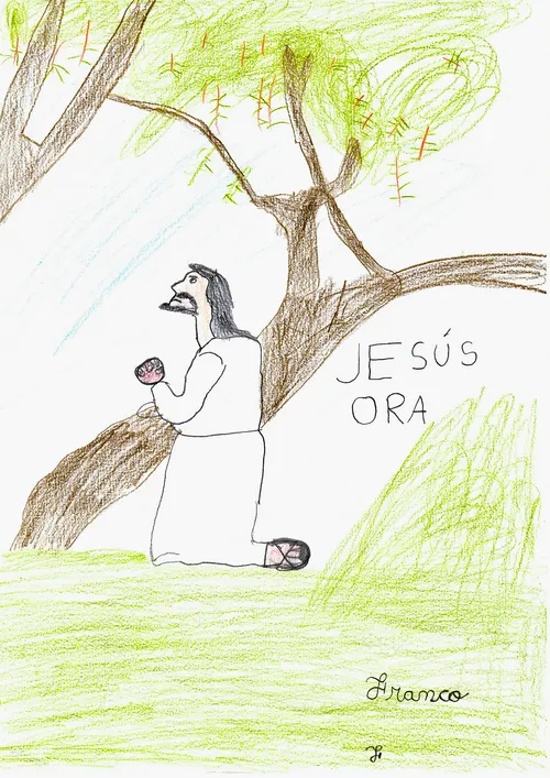 A drawing by Franco of Christ praying in Garden of Gethsemane