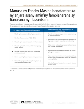 taratasy zaraina, Manasa ny Fanahy Masina hanatanteraka ny anjara asany amin’ny fampianarana sy fianarana ny filazantsara