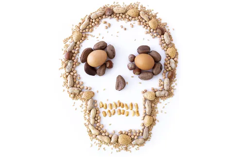 nuts in the shape of a skull