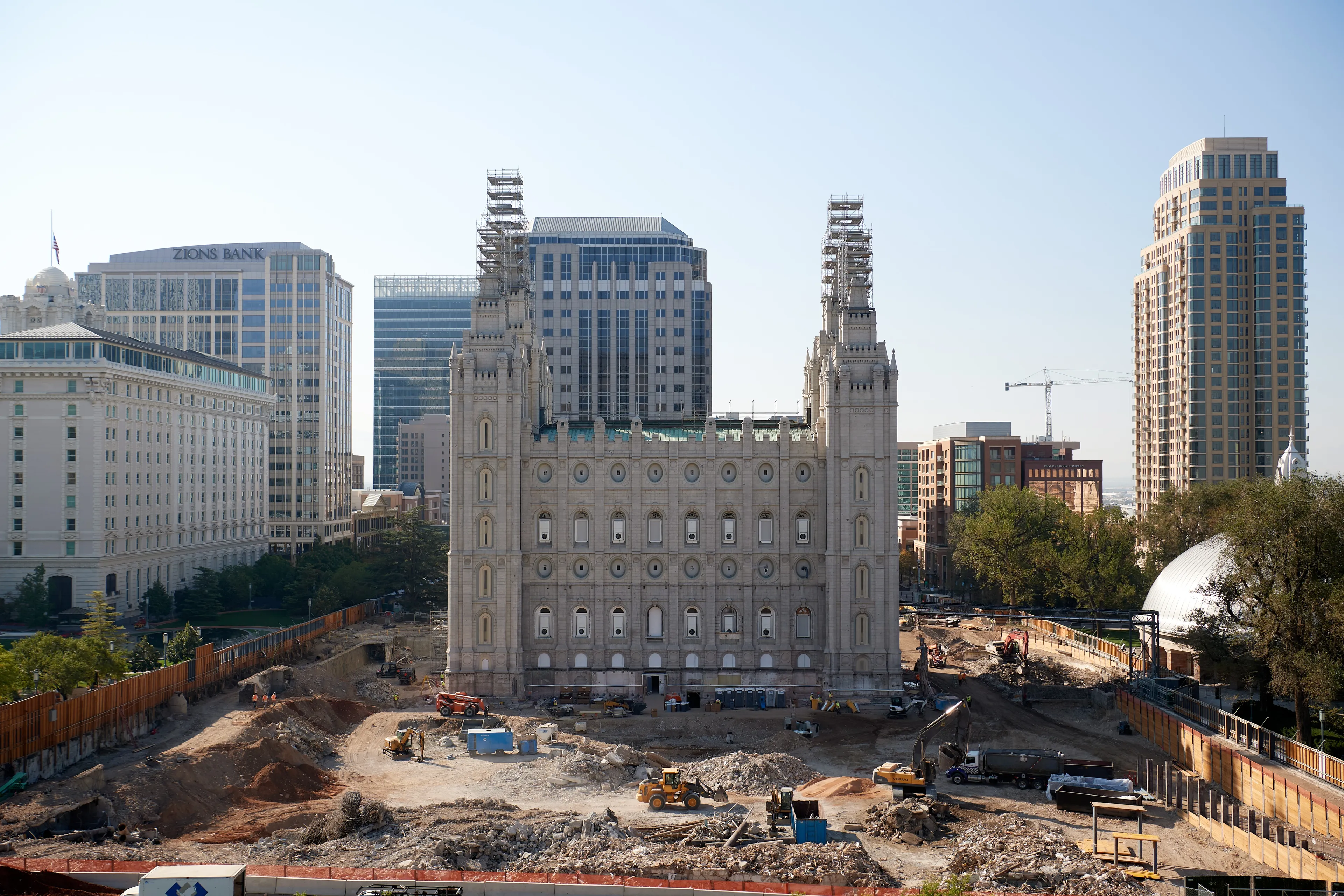 Construction on the Salt Lake Temple during September, 2020. These are the exterior walls. 