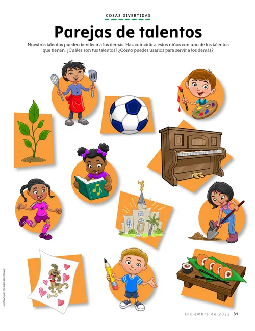 PDF de la actividad de un juego de concordancia con niños que tienen diferentes talentos