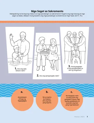 Aktibidad ng pagtutugma tungkol sa mga panalangin sa sacrament