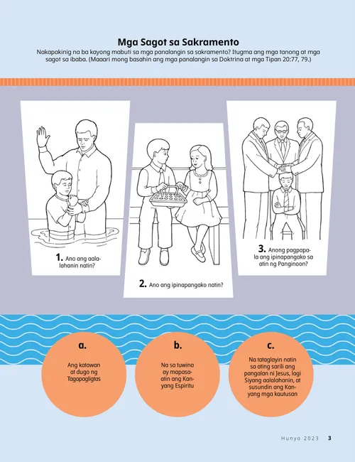 Pahina ng aktibidad ng mga batang binibinyagan at kinukumpirma, at tumatanggap ng sakramento