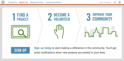 screenshot from JustServe.org