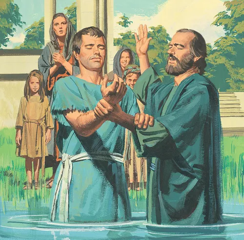Apostle baptizing guard