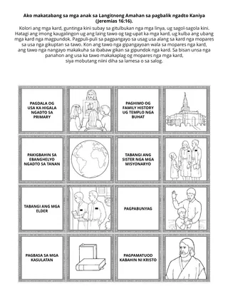 pahina sa kalihokan: Ako makatabang sa mga anak sa Langitnong Amahan sa pagbalik ngadto Kaniya