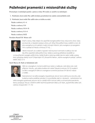 Požehnání pramenící z misionářské služby