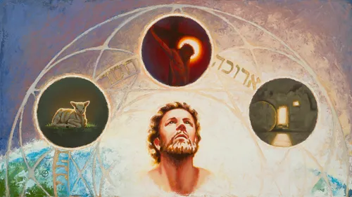 Enoch having a vision about Jesus Christ