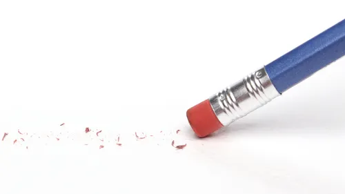 a pencil erasing