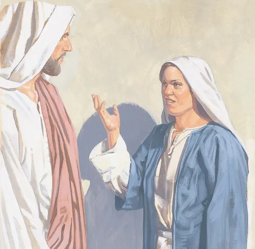 Mary talking to Jesus