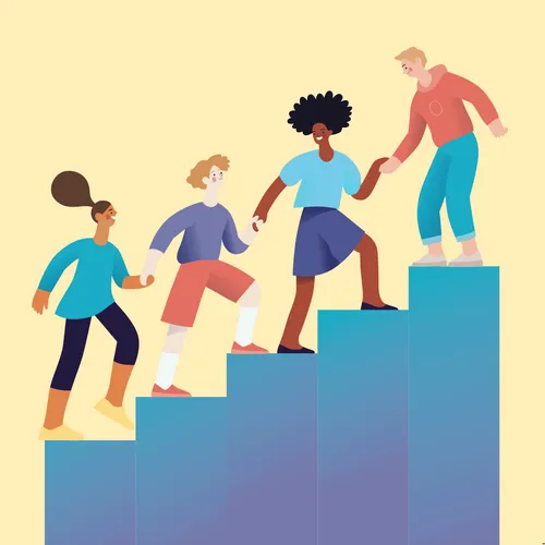 youth climbing stairs