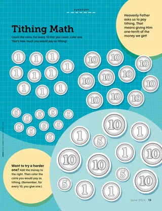 Activity page with coins to count