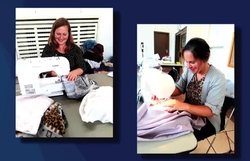 Women sewing for Afghan refugees