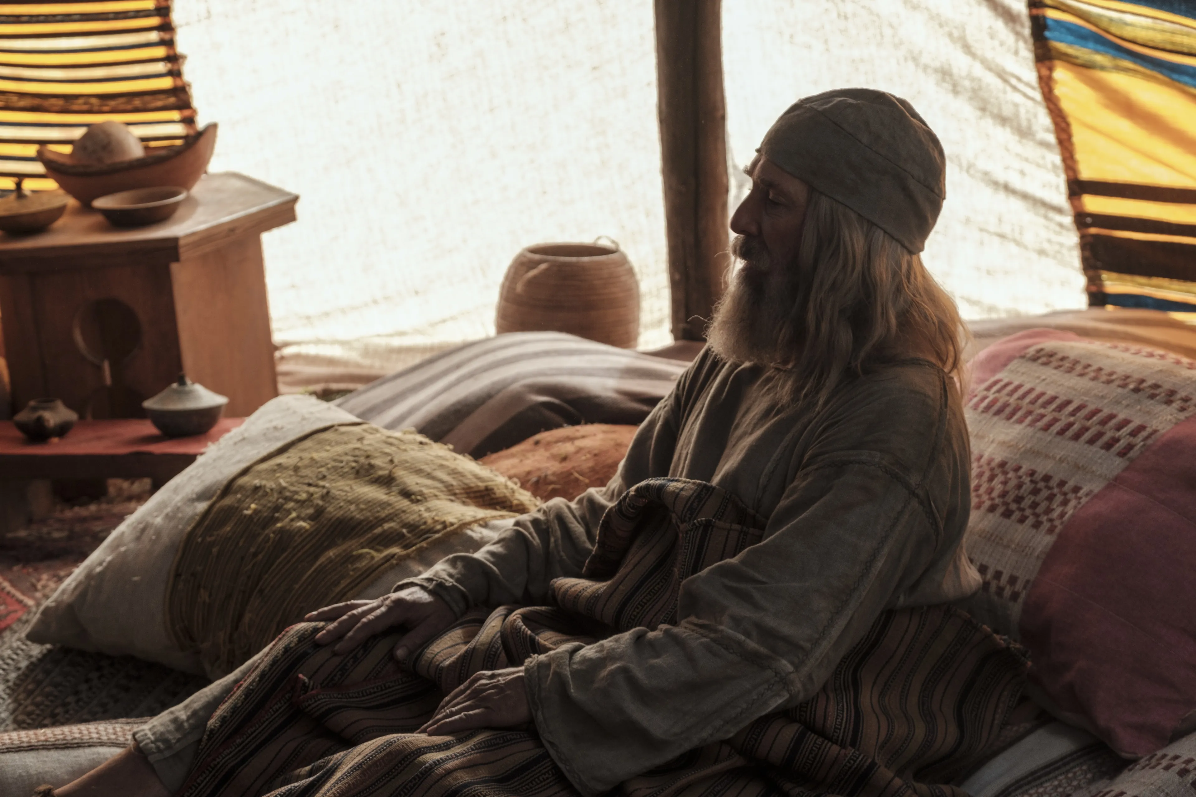 Lehi awakes in his tent in the wilderness.