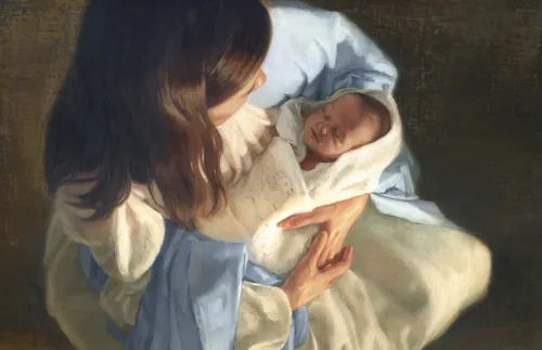Mary holding baby Jesus