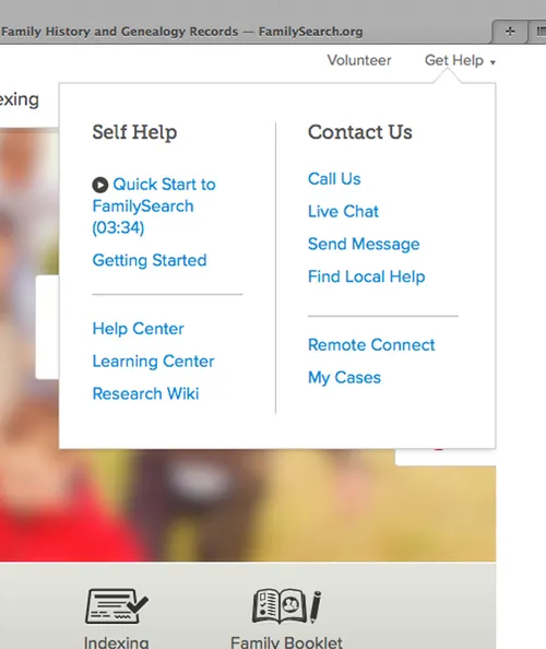 screen capture showing Get Help link