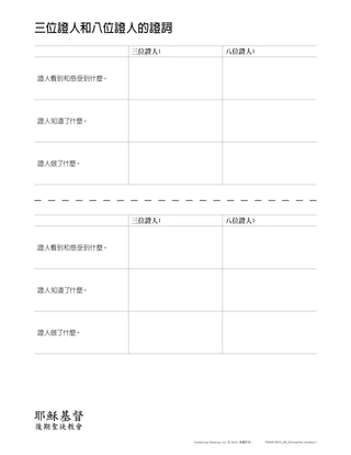 testimony of three and eight witnesses handout