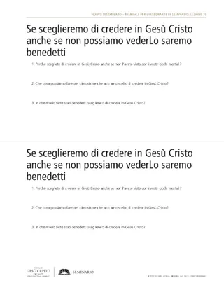 questionario, Scegliete di credere