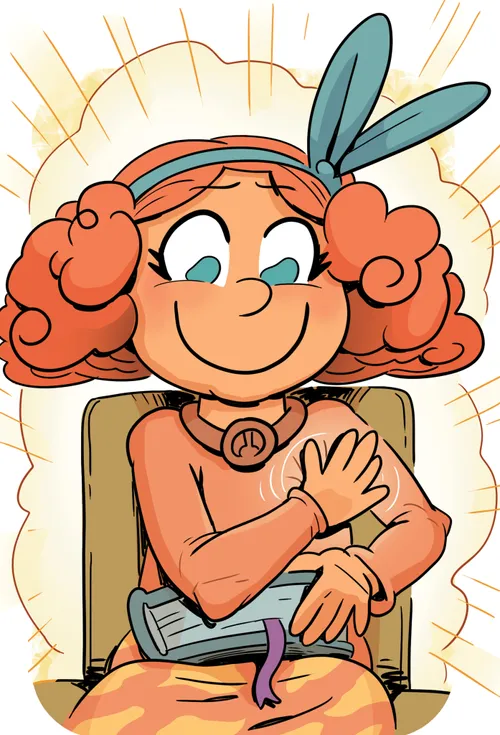 Girl smiling and touching her heart