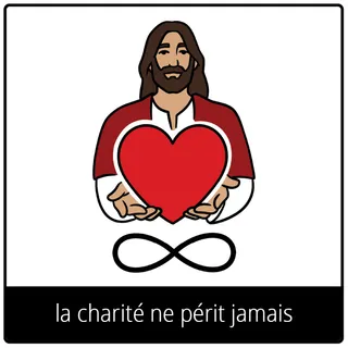 Pictogramme de l’Évangile pour « la charité ne périt jamais »