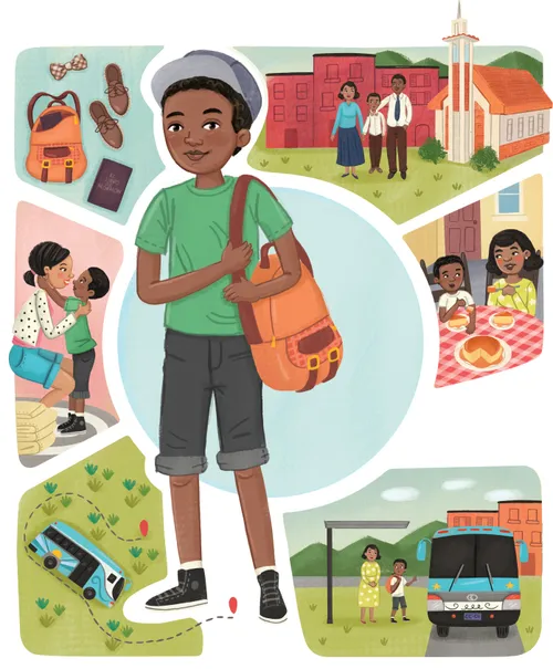 boy holding bag to travel