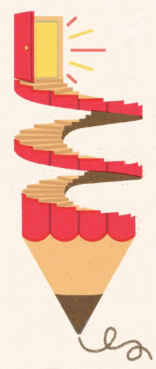 pencil with spiral straircase